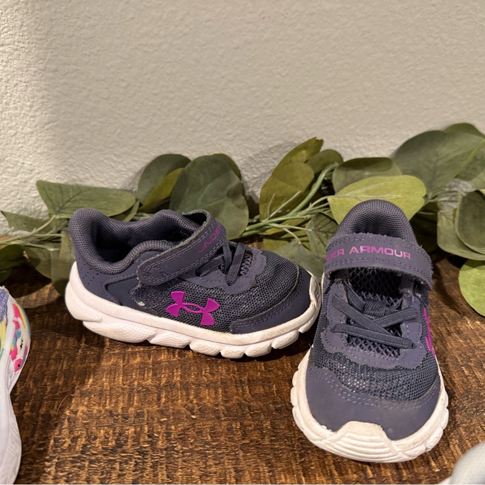 Under Armour Kids' Charcoal and Pink Sneakers